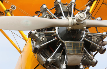 big propeller of an airplane at the airport