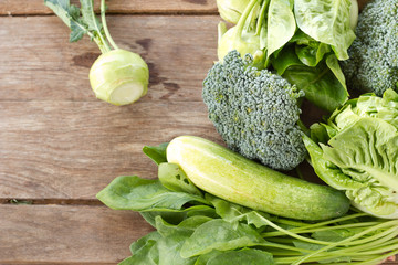 Organic vegetables  on wooden background.