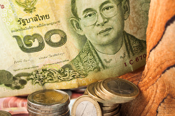 Money Thai Baht Bill Coins