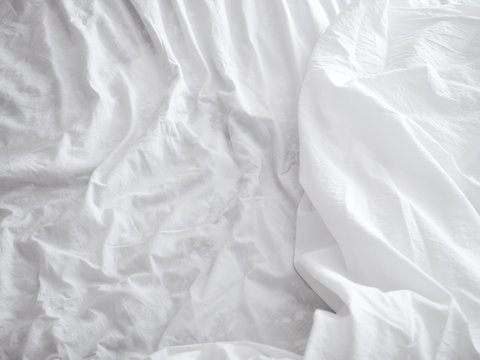 Fototapeta White bed sheets background