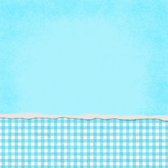 Square Teal and White Gingham Torn Grunge Textured Background