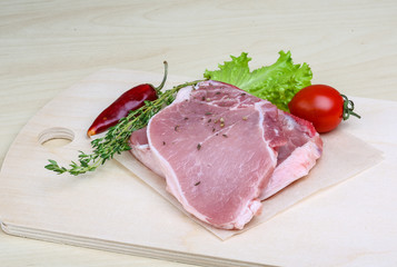 Raw pork steak
