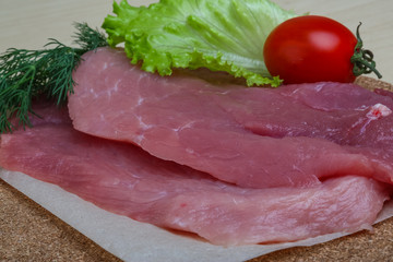 Raw pork schnitzel