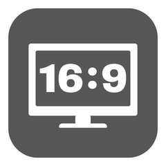 The aspect ratio 16:9 widescreen  icon. Tv and video symbol. Flat