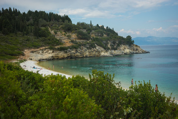 Seascape, cliffs and beaches on the island of Paxi, Greece