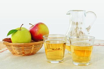 Hard Apple Cider in glasses and pitcher