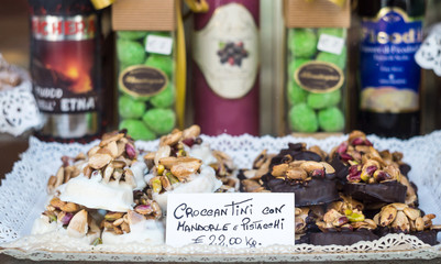 croccantini with pistachios and almonds. Sicilian sweet