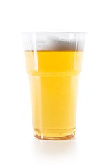 Plastic glass of beer