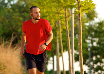 Young man exercise running outdoors