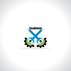 creative business concept pencil with engineering gear vector 