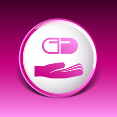 hand holding pill tablet sign symbol medicine health icon