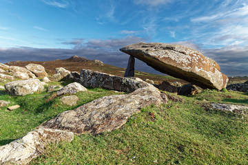 Coetan Arthur dolmen, ancient burial site near St Davids Head, Pembrokeshire 