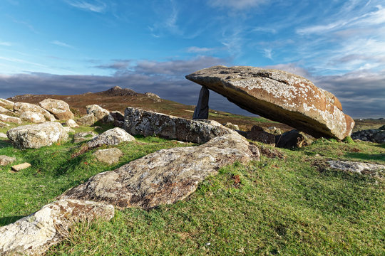 Coetan Arthur dolmen, ancient burial site near St Davids Head, Pembrokeshire 