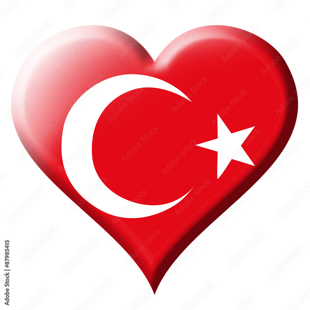 Wall mural Turkey flag heart Icon