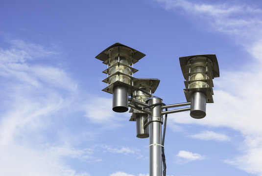 street lamps with cloud on sky background