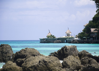 Beach with rocks in water, Boracay island