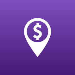 Map pointer with dollar sign icon