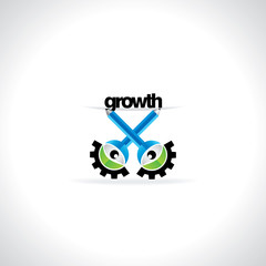 growth concept pencil with engineering gear vector 