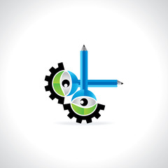 pencil with engineering gear vector 