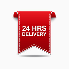 24 Hours Delivery Red Vector Icon Design