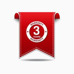 3 Years Warranty Red Vector Icon Design
