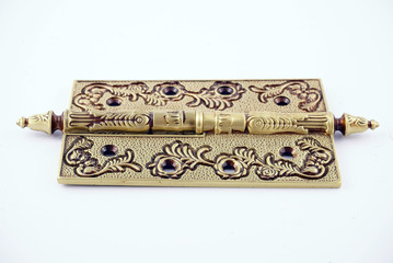 antique hinge on a white background