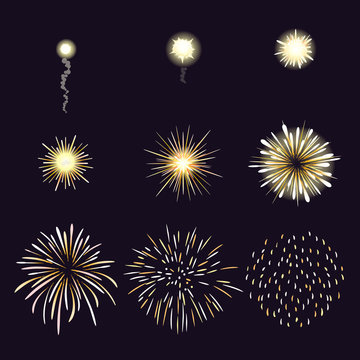 Animation of firework effect in cartoon comic style