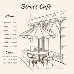 Hand drawn street cafe background