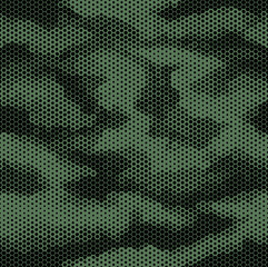 Octagon camouflage seamless pattern green black - obrazy, fototapety, plakaty