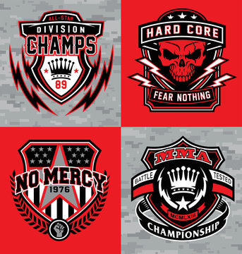 Sports shield emblem graphic set