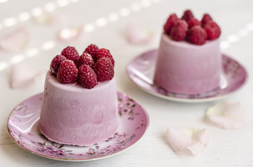 Indian kulfi raspberry ice cream with raspberry and pistachios  