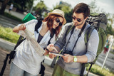 Tourist Couple Sightseeing City
