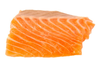 Raw salmon fillet isolated on a white background
