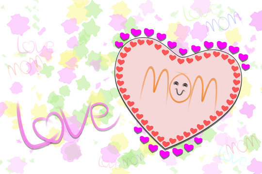 Message love MOM on blur color