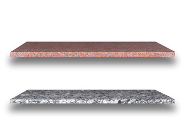 Empty top of natural stone shelves isolated on white background