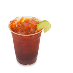 ice tea with lemon on white background with clipping path