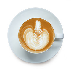 Top view cup of coffee latte