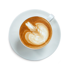 Top view cup of coffee latte