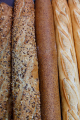 French cereal breads and baguette