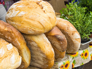 Heap of freshly baked traditional breads