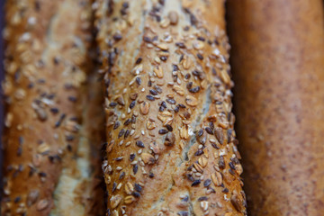 French cereal breads and baguette