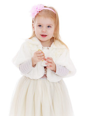 The girl in the gray dress