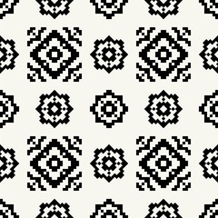 Trendy hipster Black and white pixel seamless pattern 