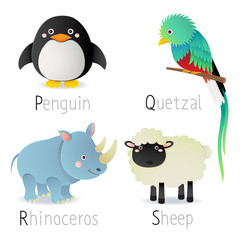Obraz premium Alphabet with animals from P to S Set 2