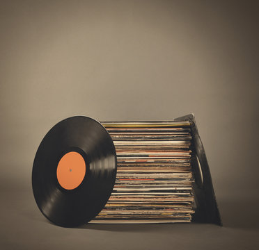 Retro Vintage Music Records Isolated