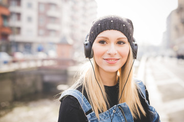 young beautiful blonde straight hair woman