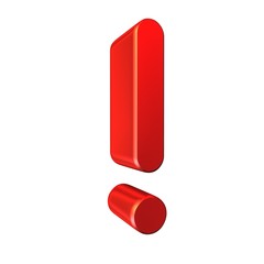Red exclamation mark, isolated on white background