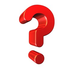 Red question mark, isolated on white background