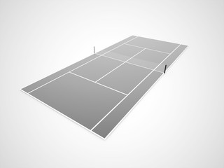 Tennis Court rendered isolated on white background