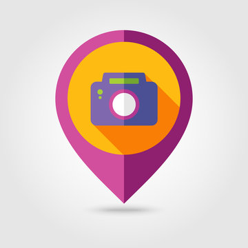 Photo Camera flat mapping pin icon